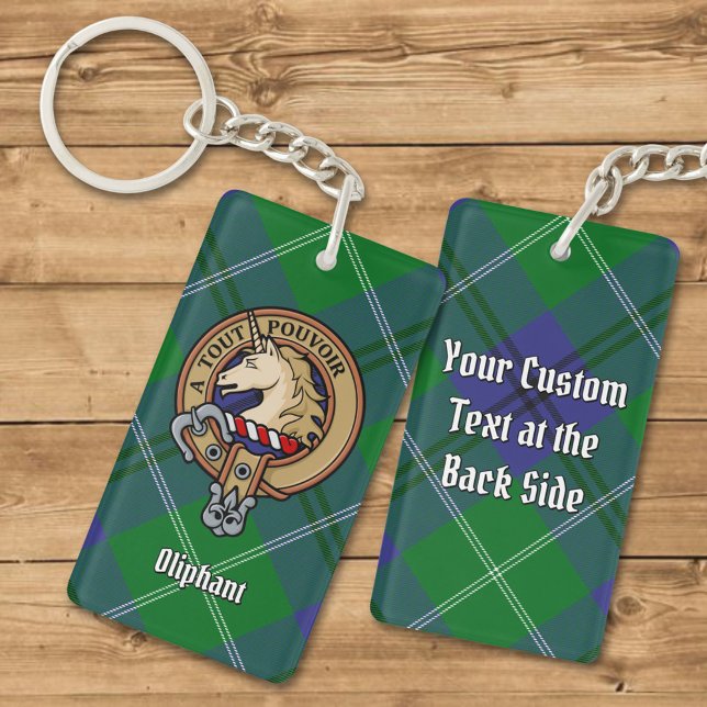 Klan Oliphant Vapensköld över Tartan Keychain (Skapare uppladdad)