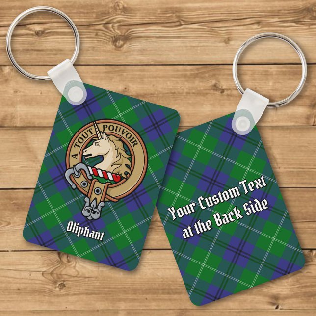 Klan Oliphant Vapensköld över Tartan Keychain Nyckelring (Skapare uppladdad)