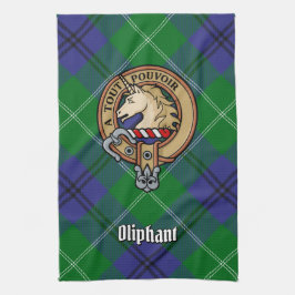 Klan Oliphant Vapensköld över Tartan Kitchen Towel Kökshandduk