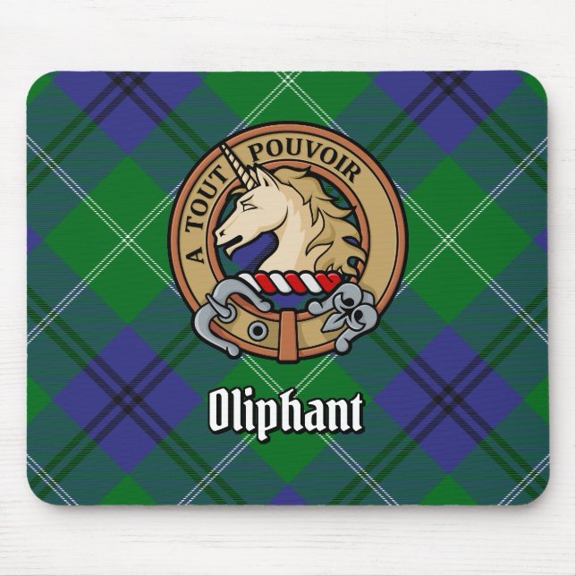 Klan Oliphant Vapensköld över Tartan Musmatta (Framsidan)