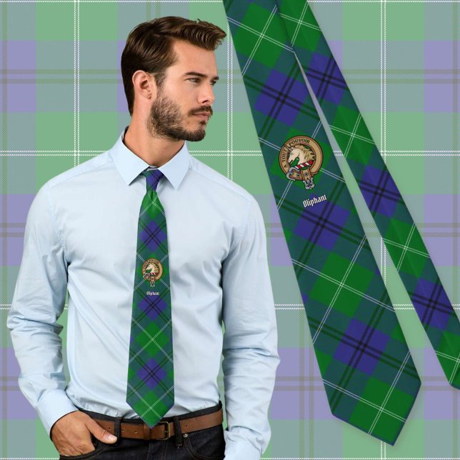 Klan Oliphant Vapensköld över Tartan Slips (Skapare uppladdad)