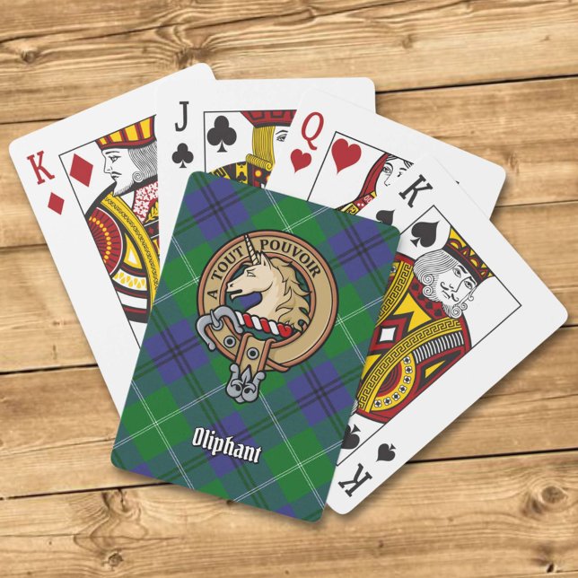 Klan Oliphant Vapensköld över Tartan-spelkort Casinokort (Skapare uppladdad)