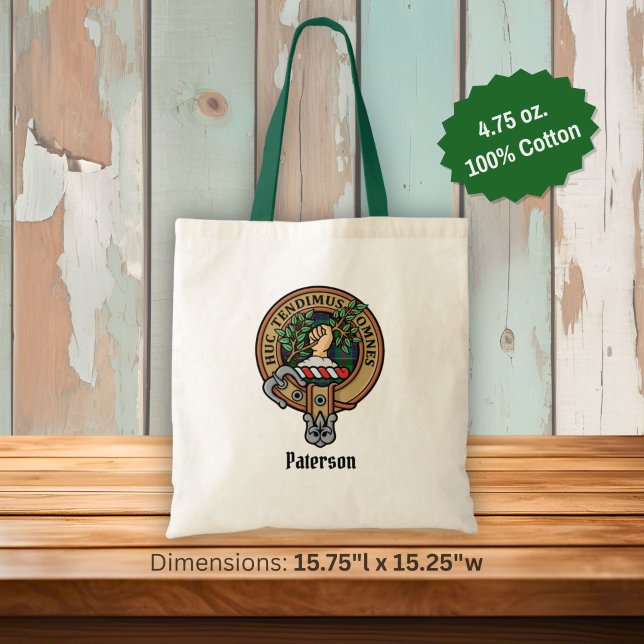 Klan Paterson vapen över tartan Tygkasse (Skapare uppladdad)