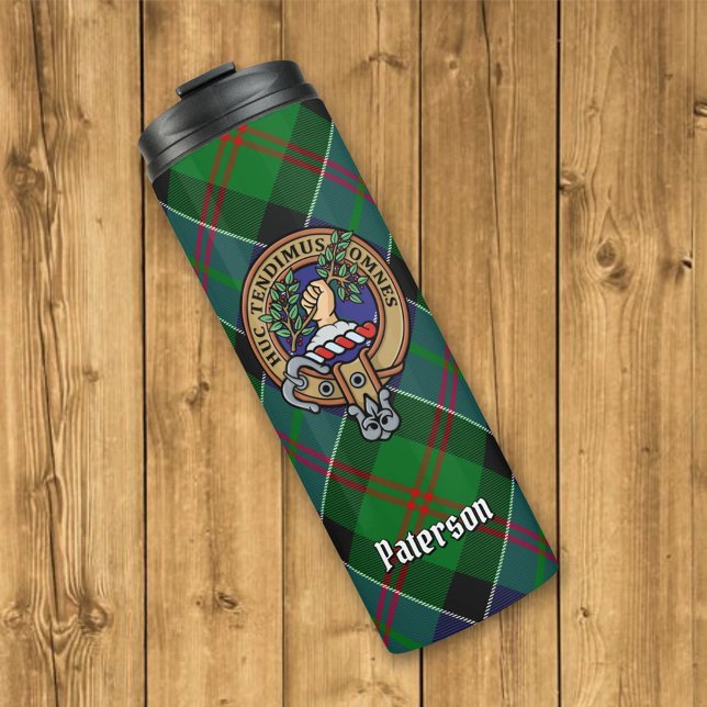 Klan Paterson Vapensköld över Tartan (Skapare uppladdad)