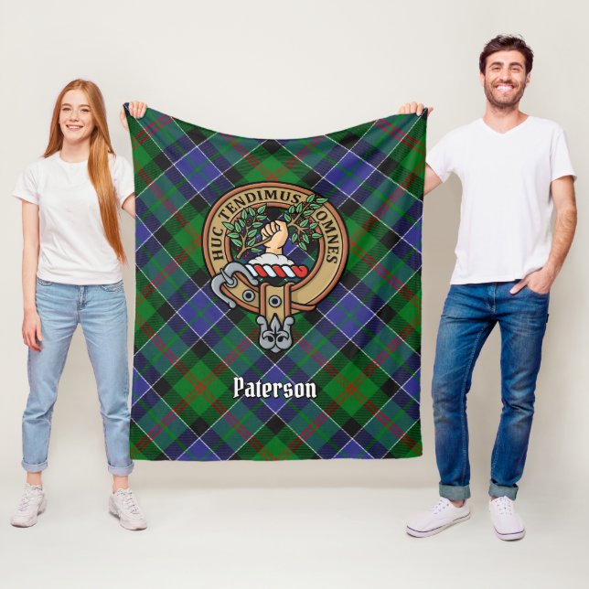 Klan Paterson Vapensköld över Tartan Fleecefilt (På plats)