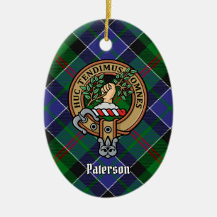 Klan Paterson Vapensköld över Tartan Julgransprydnad Keramik