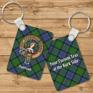 Klan Paterson Vapensköld över Tartan Nyckelring