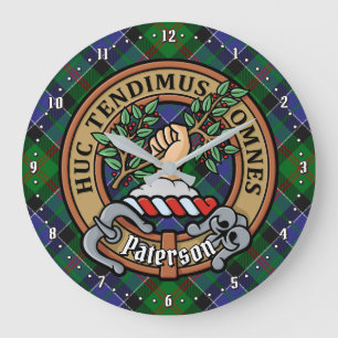 Klan Paterson Vapensköld över Tartan Stor Klocka