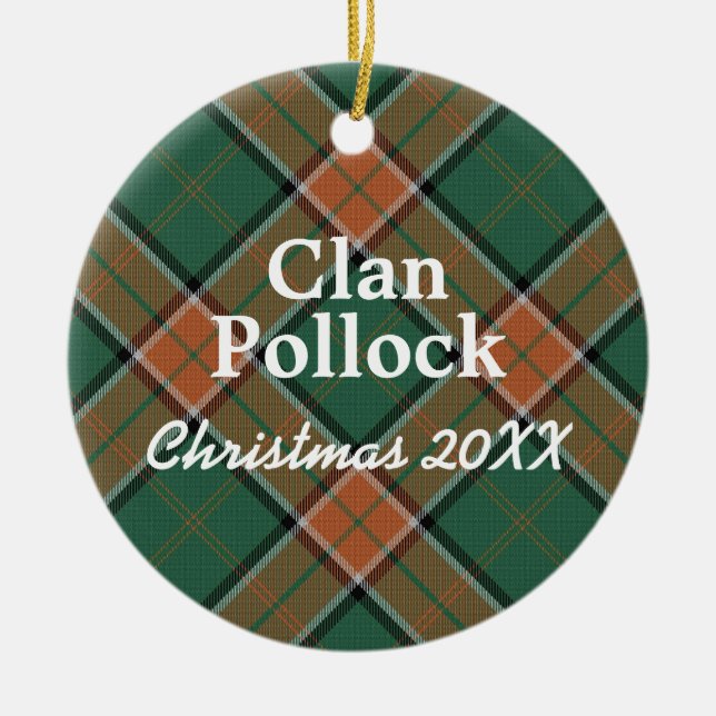 Klan Pollock Scottish Tartan Julgransprydnad Keramik (Framsidan)