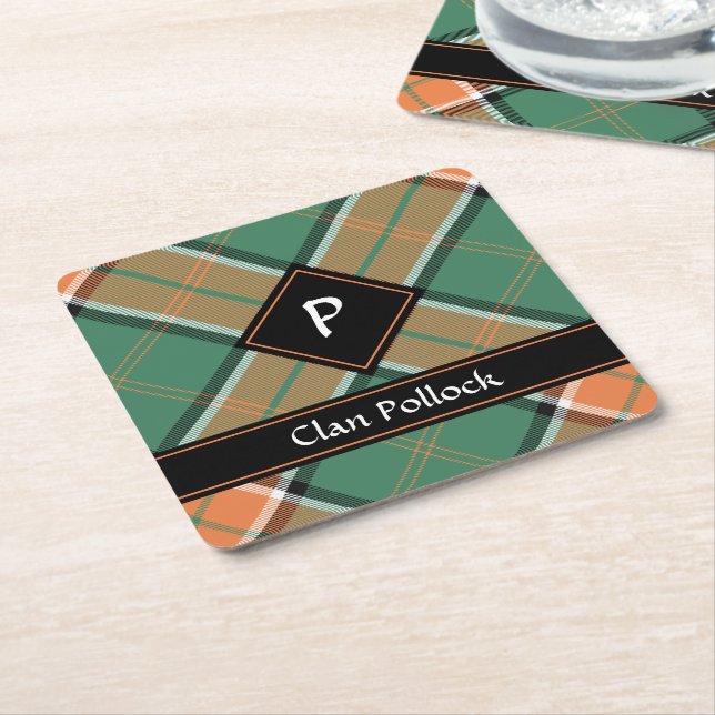 Klan Pollock Tartan Square Papper Underlägg Kvadrat (Vinklad)