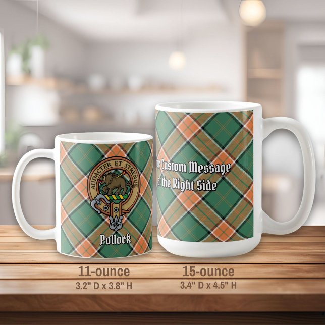 Klan Pollock Vapensköld över Tartan Kaffemugg (Skapare uppladdad)