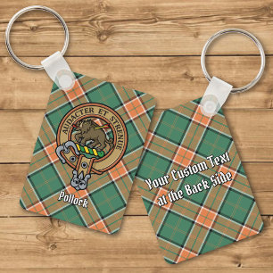 Klan Pollock Vapensköld över Tartan Keychain Nyckelring
