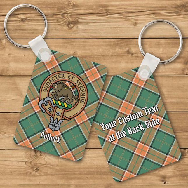 Klan Pollock Vapensköld över Tartan Keychain Nyckelring (Skapare uppladdad)