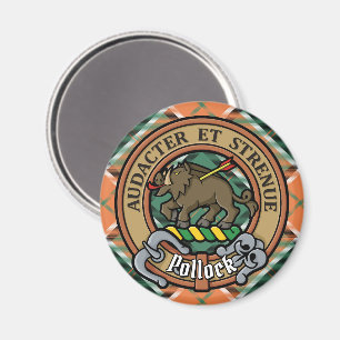 Klan Pollock Vapensköld över Tartan Magnet