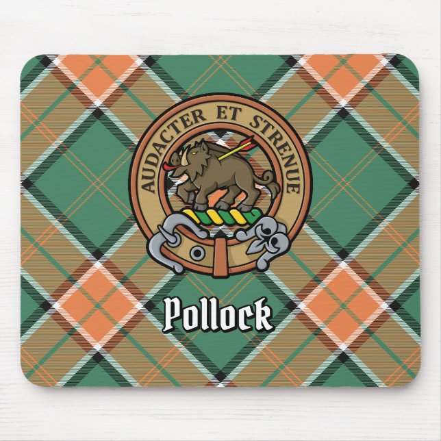 Klan Pollock Vapensköld över Tartan Musmatta (Framsidan)
