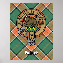 Klan Pollock Vapensköld över Tartan Poster