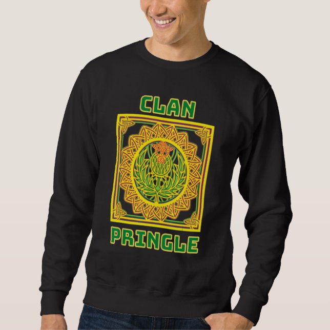 Klan Pringle Scottish Celtic Thistle Lång Ärmad Tröja (Framsida)