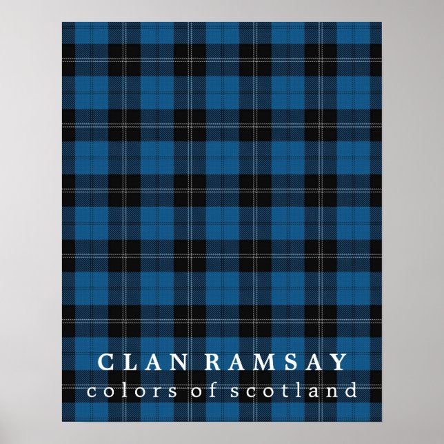Klan Ramsay Färg of Scotland Blue Hunting Tartan Poster (Framsidan)