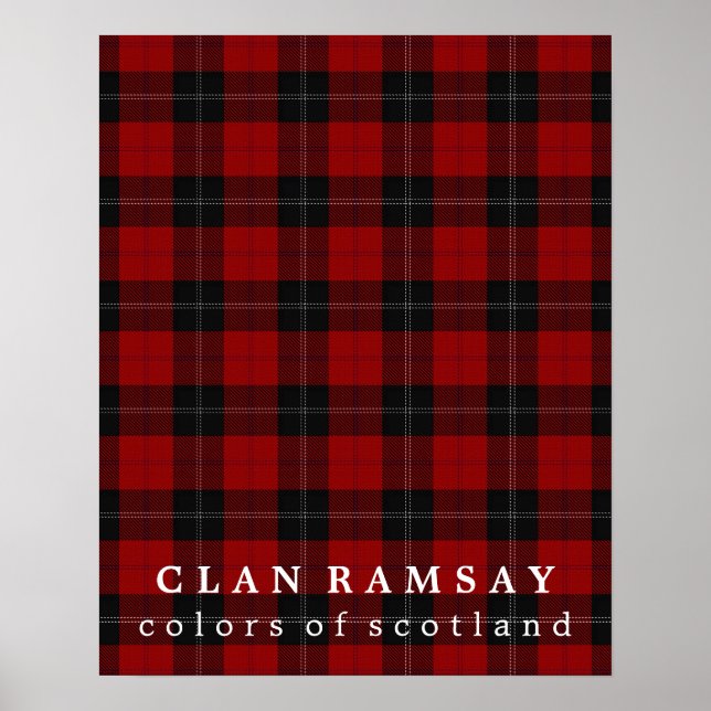 Klan Ramsay Färg of Scotland Red Black Tartan Poster (Framsidan)