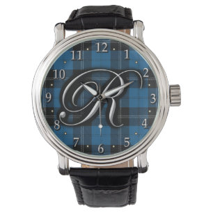 Klan Ramsay Ramsey Brev R Monogram Blue Tartan Armbandsur