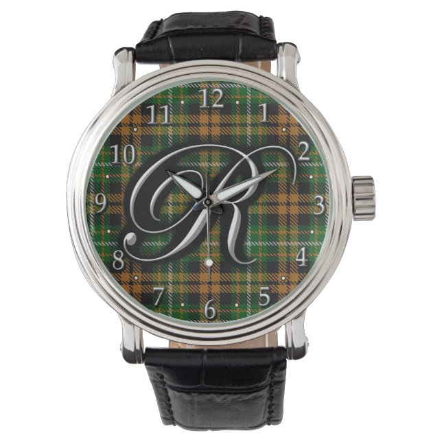 Klan Ramsay Ramsey Brev R Monogram Orange Tartan Armbandsur (Framsida)