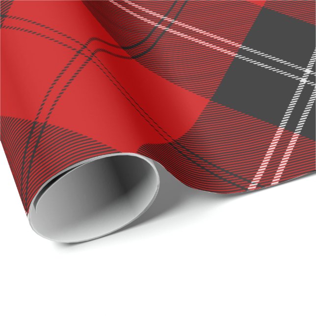 Klan Ramsay Red Tartan Presentpapper (Rullad Hörn)