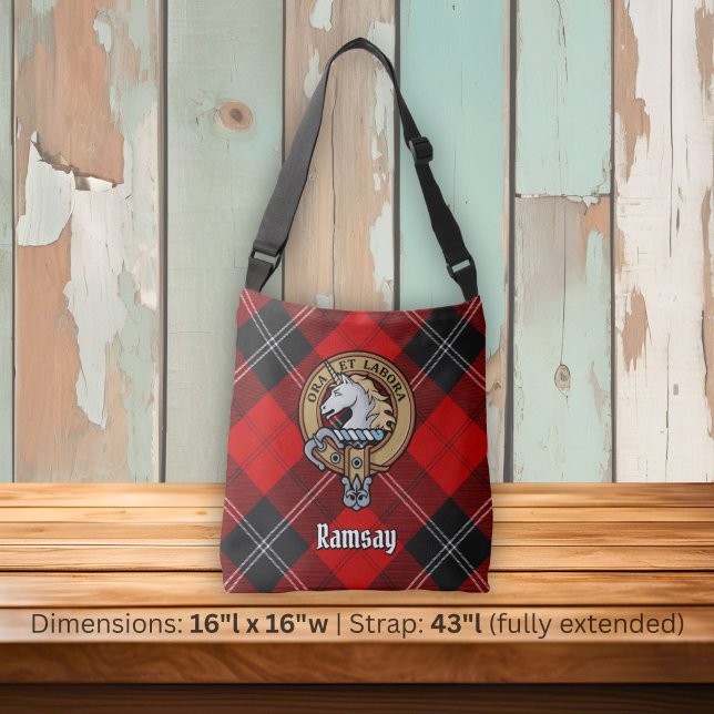 Klan Ramsay vapen över röd tartan Axelväska (Skapare uppladdad)