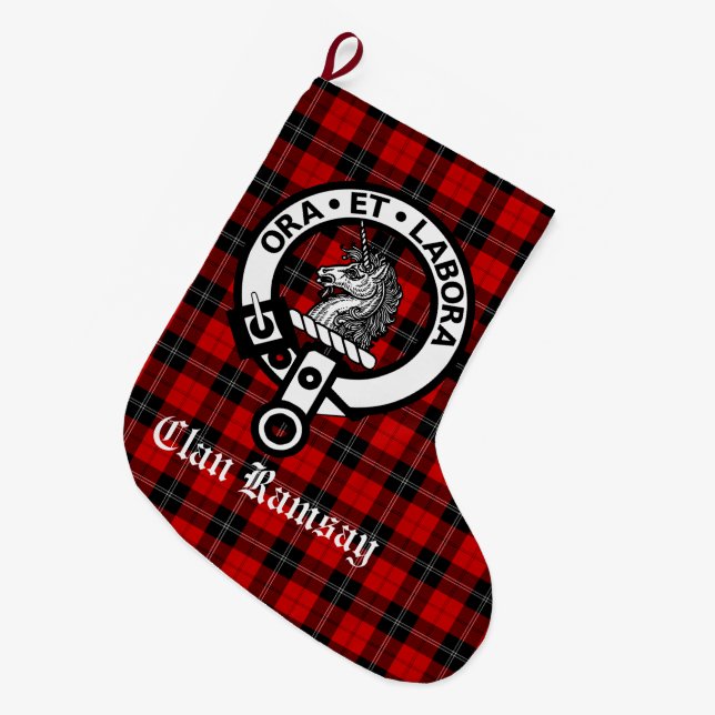 Klan Ramsay Vapensköld Badge & Tartan Stor Julstrumpa (Framsidan (Hängande))