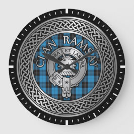 Klan Ramsay Vapensköld & Hunting Tartan Knot Stor Klocka