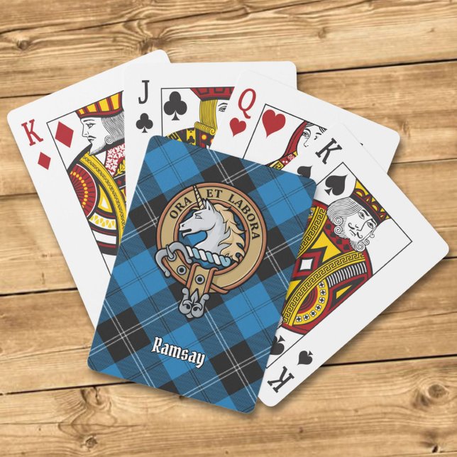 Klan Ramsay Vapensköld över Blue Hunting Tartan Casinokort (Skapare uppladdad)
