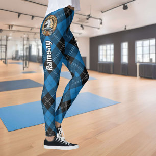 Klan Ramsay Vapensköld över Blue Hunting Tartan Leggings