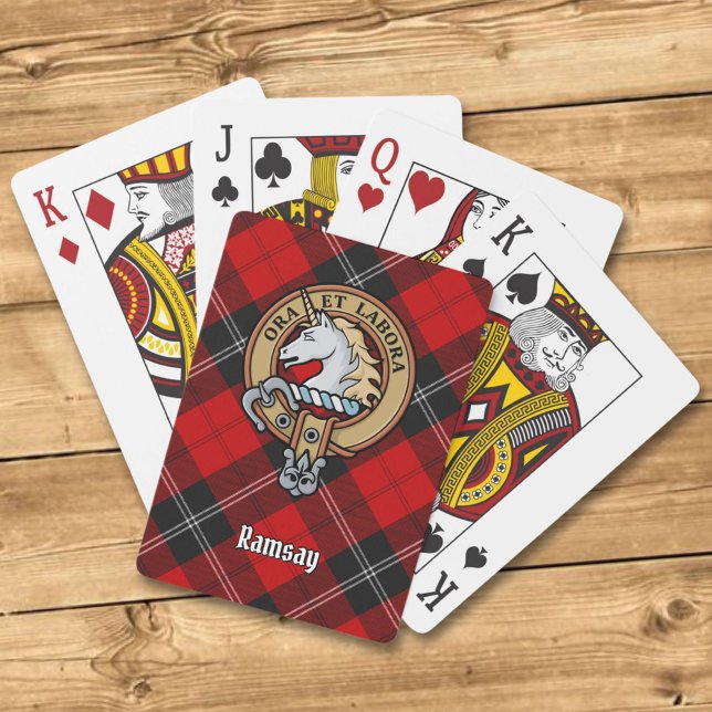 Klan Ramsay Vapensköld över Red Tartan Casinokort (Skapare uppladdad)