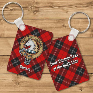 Klan Ramsay Vapensköld över Red Tartan Nyckelring