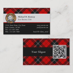 Klan Ramsay Vapensköld över Red Tartan Visitkort