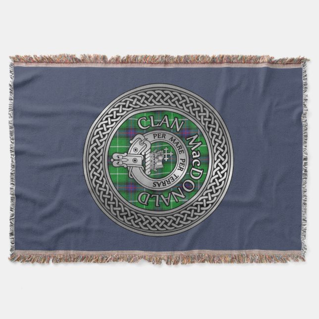 Klan Ramsay Vapensköld & Tartan Knot Throw Blanket Filt (Framsidan)