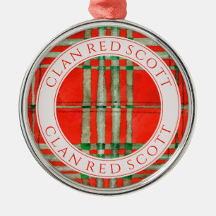 KLAN RED SCOTT Premium Rund Prydnad + Text Julgransprydnad Metall