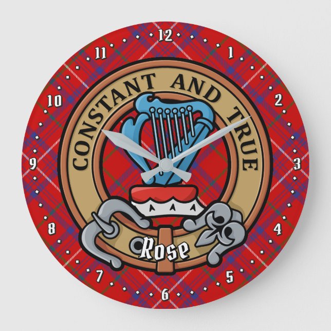 Klan Ro Vapensköld över Tartan Stor Klocka (Framsida)