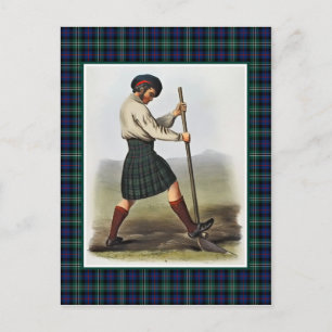 Klan Ro Vintage Illustration Tartan Ram Vykort