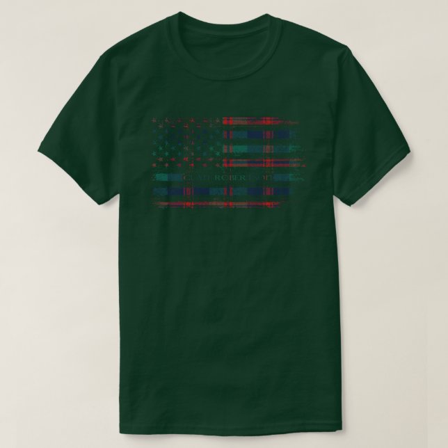 Klan Robertson of Struan Scottish tartan US flagga T Shirt (Design framsida)
