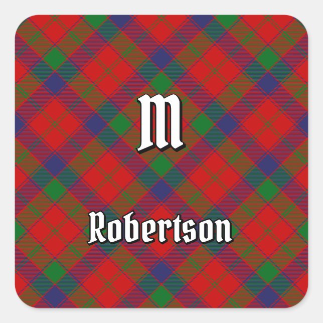 Klan Robertson Tartan Fyrkantigt Klistermärke (Framsida)