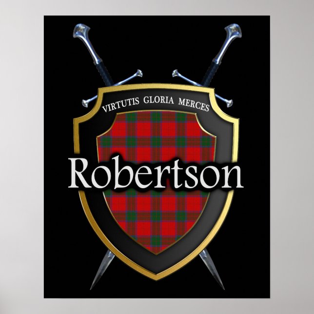 Klan Robertson Tartan Scottish Shield & Swords Poster (Framsidan)