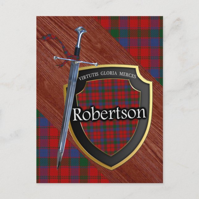 Klan Robertson Tartan Sword & Shield Vykort (Framsida)