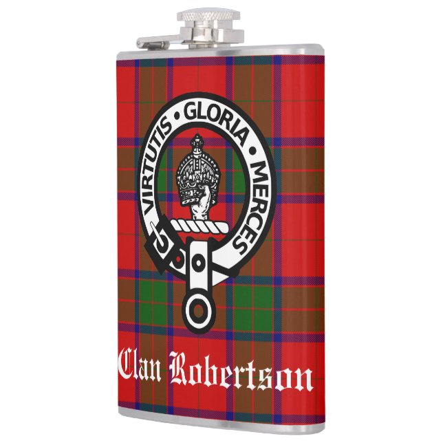 Klan Robertson Vapensköld Badge & Tartan Fickplunta (Vänster)