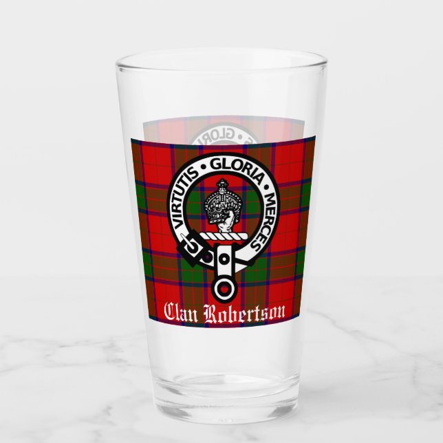 Klan Robertson Vapensköld Badge & Tartan Glaskopp (Framsida)