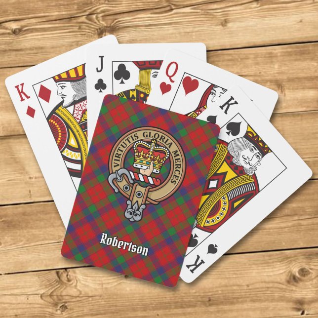 Klan Robertson Vapensköld över Tartan Casinokort (Skapare uppladdad)