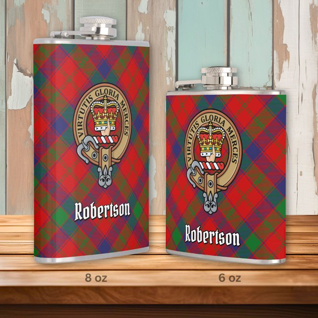 Klan Robertson Vapensköld över Tartan Fickplunta (Skapare uppladdad)