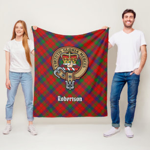 Klan Robertson Vapensköld över Tartan Fleecefilt