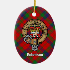 Klan Robertson Vapensköld över Tartan Julgransprydnad Keramik