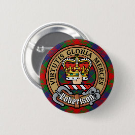 Klan Robertson Vapensköld över Tartan Knapp
