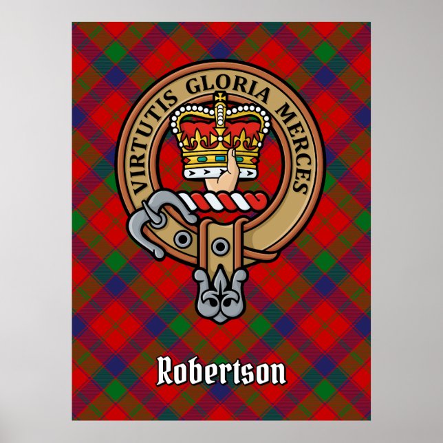 Klan Robertson Vapensköld över Tartan Poster (Framsidan)